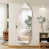 QDSSDECO Full Length Mirror 63"x24" Irregular Wall Mirror Wave Frameless for Living Room Bathroom Bedroom Entryway Decor