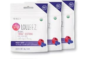 Lolleez Organic Throat Soothing Pops for Kids with Organic Honey, Cold and Flu Season Remedy, Mixed Berry Flavor (3 pk x 15 ct)