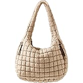 ASWACA Puffer Quilted Tote Bag for Women Nylon Crossbody Bags Puffy Purse Hobo Large Shoulder Bag Trendy