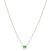 Amazon Essentials Sterling Silver Baguette Pendant Necklace, 18