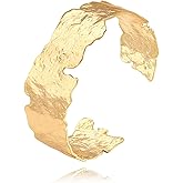 POTESSA 18K Gold Plated Cuff Bracelets Adjustable Dainty Bangle Handemade Jewelry for Women