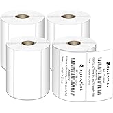 4"X2" Direct Thermal Barcode Labels, Shipping Labels, 750 Tags of Roll, Compatible with Zebra Printers (4 Roll-3000 Tags)