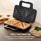 Tower Deep Filled Sandwich Maker 900W Rose Gold T27031RG Non-Stick view 3