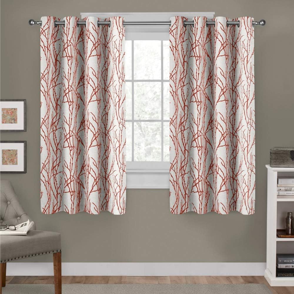 Exclusive Home Branches Linen Blend Grommet Top Curtain Panel Pair