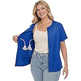 USBD Post Mastectomy Shirt with Drain Pockets Crew Neck Post Op Button Down Recovery Tops