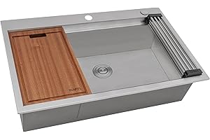 Ruvati 27 x 20 inch RV Workstation Drop-in Topmount Bar Prep Kitchen Sink 16 Gauge Stainless Steel - RVH8207