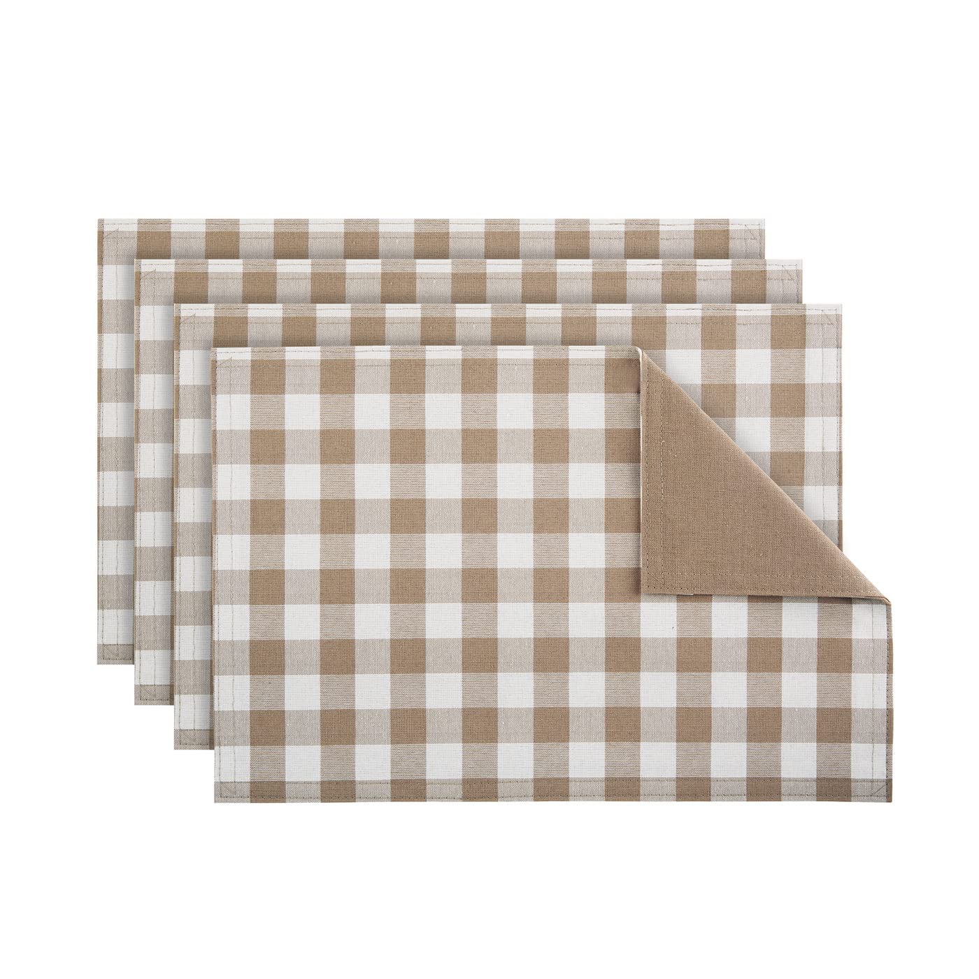 Achim Home Decor Buffalo Check Wende-Tischsets, 4 Stück, Taupe – 30,5 x 45,7 cm – Premium und langlebige Karierte Tischsets sind knitterfrei – schmutzabweisend und maschinenwaschbar
