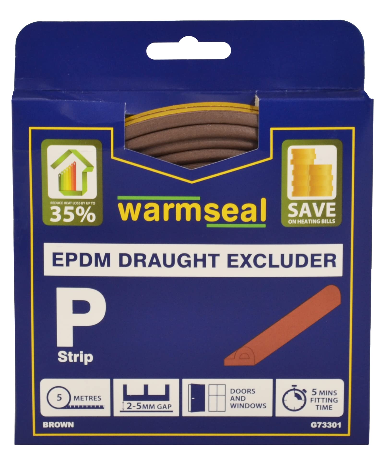 P' Profile Long-life Foam Draught Excluder, Brown, 5m