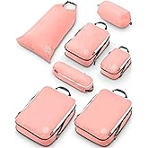 Large Compression Packing Cubes for Travel-Packing Cube Luggage Organizers 7 Piece Set for Checked Luggage-Ultralight, Expandable/Compression Bags by TRIPPED Travel Gear (Dusty Rose)