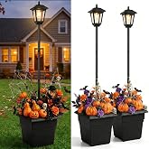 PASAMIC 2 Pack 72" Solar Lamp Post with Planter, 4 Gallon Large Planter Base for Added Stability, Decorative Dusk to Dawn Solar Lamp Post for Driveway Entrance, Front Yard, Walkway, Patio &amp; Garden