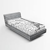 Ambesonne Paris Fitted Sheet, Traditional Famous