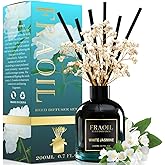 White Jasmine Reed Diffuser, Reed Diffuser Set 6.7 fl oz (200 ml) with 6 Reed Sticks, Home Fragrance Reed Diffuser for Bathroom Shelf House Bedroom Office Decor