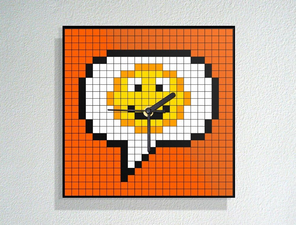 pixel smiley face digital art graphic design chat bubble modern novelty gift custom acrylic wall clock amazon co uk kitchen home amazon co uk
