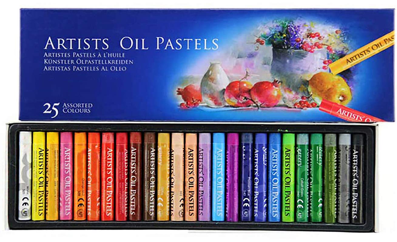 Professional Soft Oil Pastel Set Art Painting Chalk Oil Pastels for Graffiti Washable Soft Drawing Round Oil Pastels Crayons for Artist, Assorted Colors (Pastel 25 pcs)