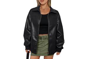 AUTOMET Womens Oversized Leather Jackets Zip Up Coats Faux Motorcycle Bomber Outfits Fall Trendy Fashion Winter Clothes 2025