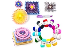 KNEWMART Weaving Loom Kit, 8pcs Flower Maker Wool Knitting Ball Maker Weaving Tools Knitting Craft Weaver Loom - with Needle (Flower Maker + Yarn +Scissors)