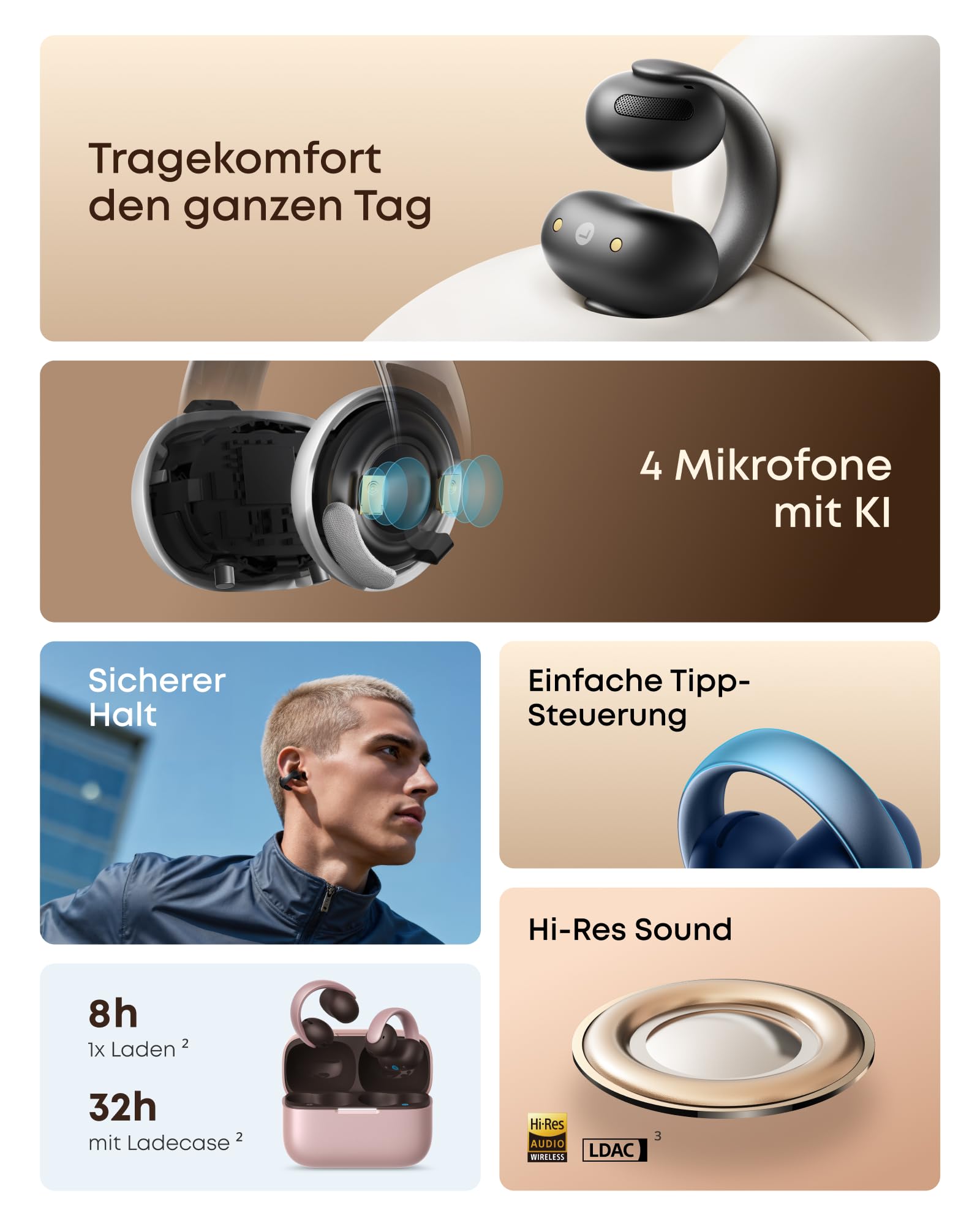 soundcore by Anker AeroClip, Open-Ear Kopfhörer, Open-Ring Design, Hi-Res 7