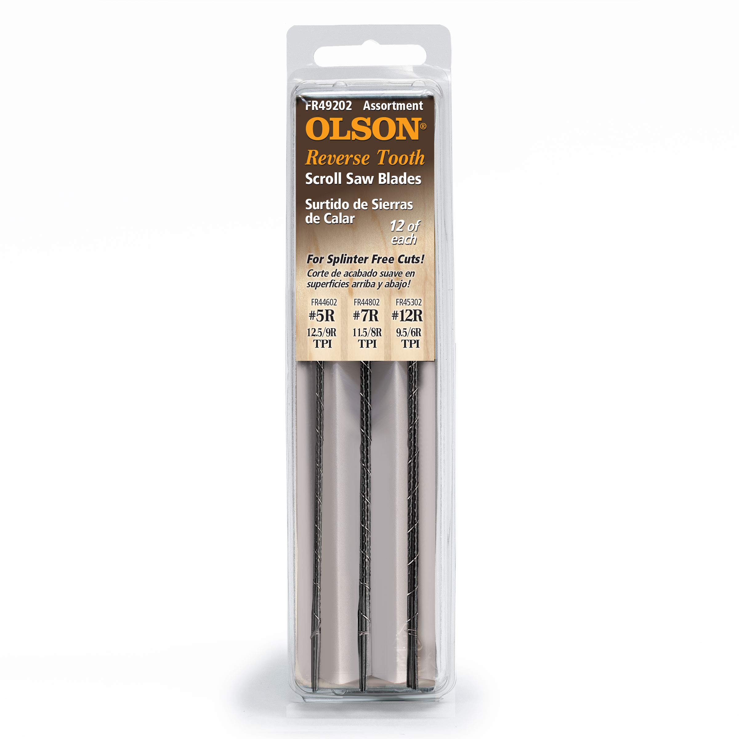 Olson Reverse Tooth Scroll Saw Blades 5″ Long