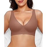 Wireless Bras Women Push Up Seamless Bra No Underwire Comfy Supportive Bralettes Deep V Comfortable Tshirt Bras Coffee