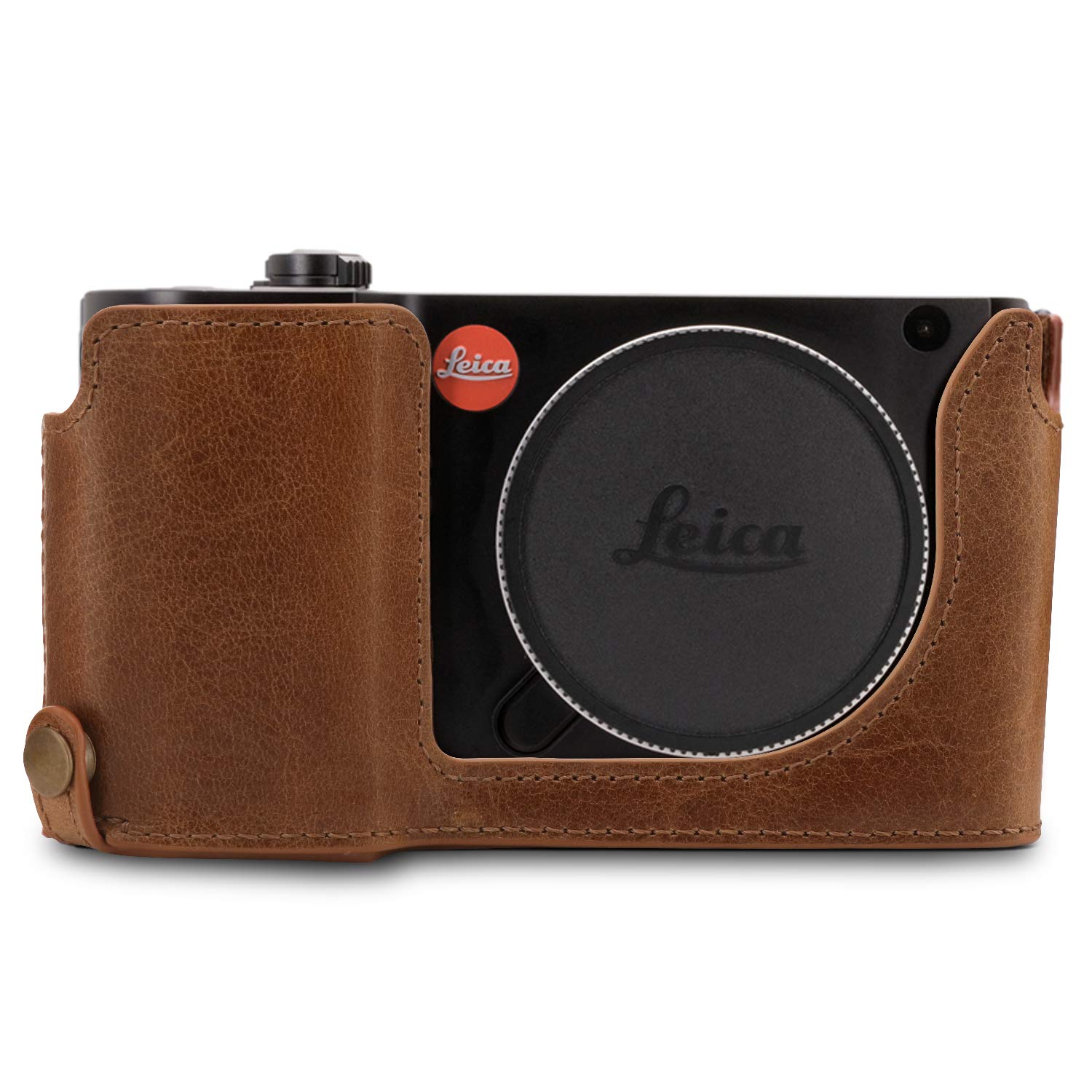 MegaGear MG1726 Ever Ready Genuine Leather Camera Half Case compatible with Leica TL2, TL - Dark Brown