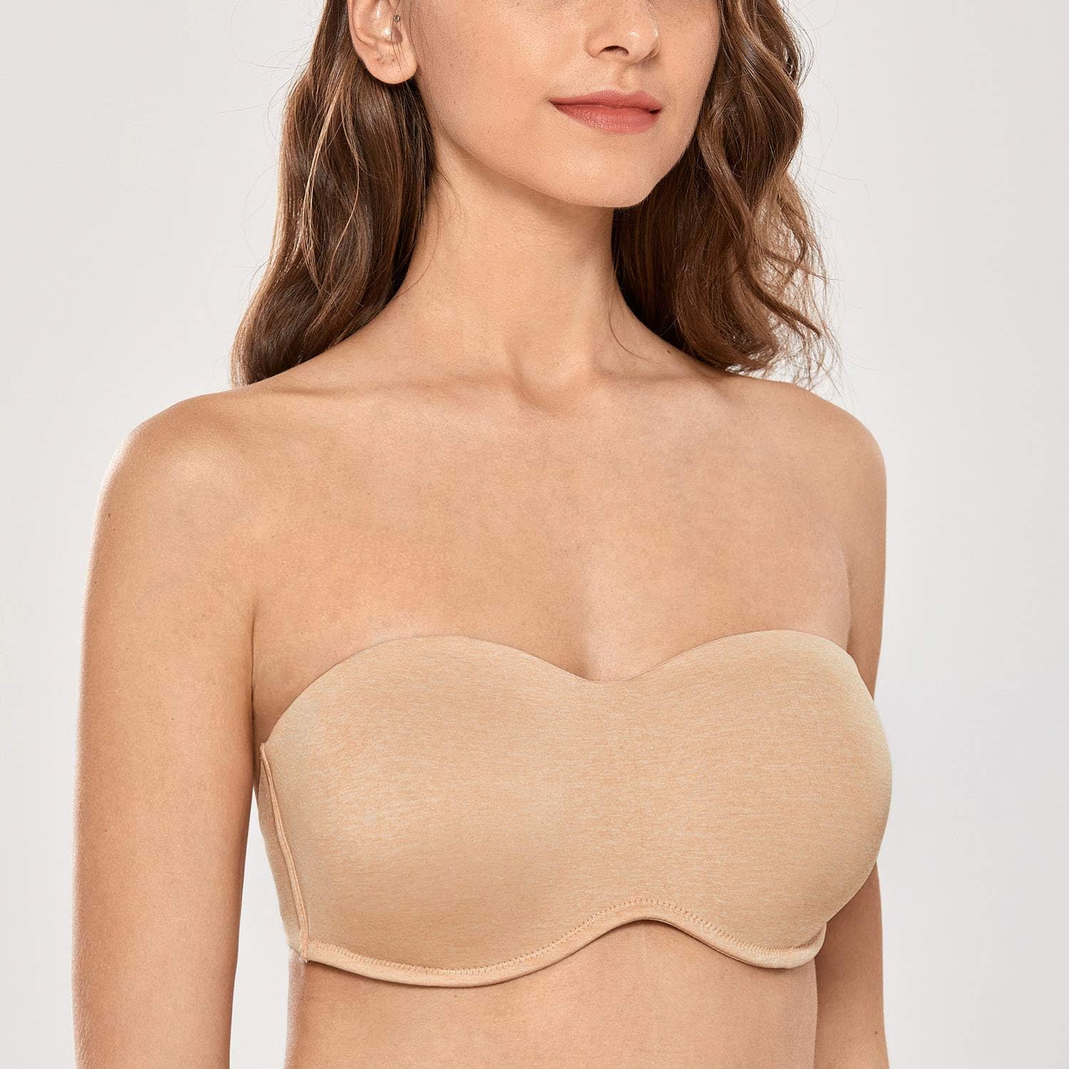 DELIMIRA Women's Seamless Underwire Bandeau Minimizer Strapless Bra for Large Bust at  Women’s Clothing store