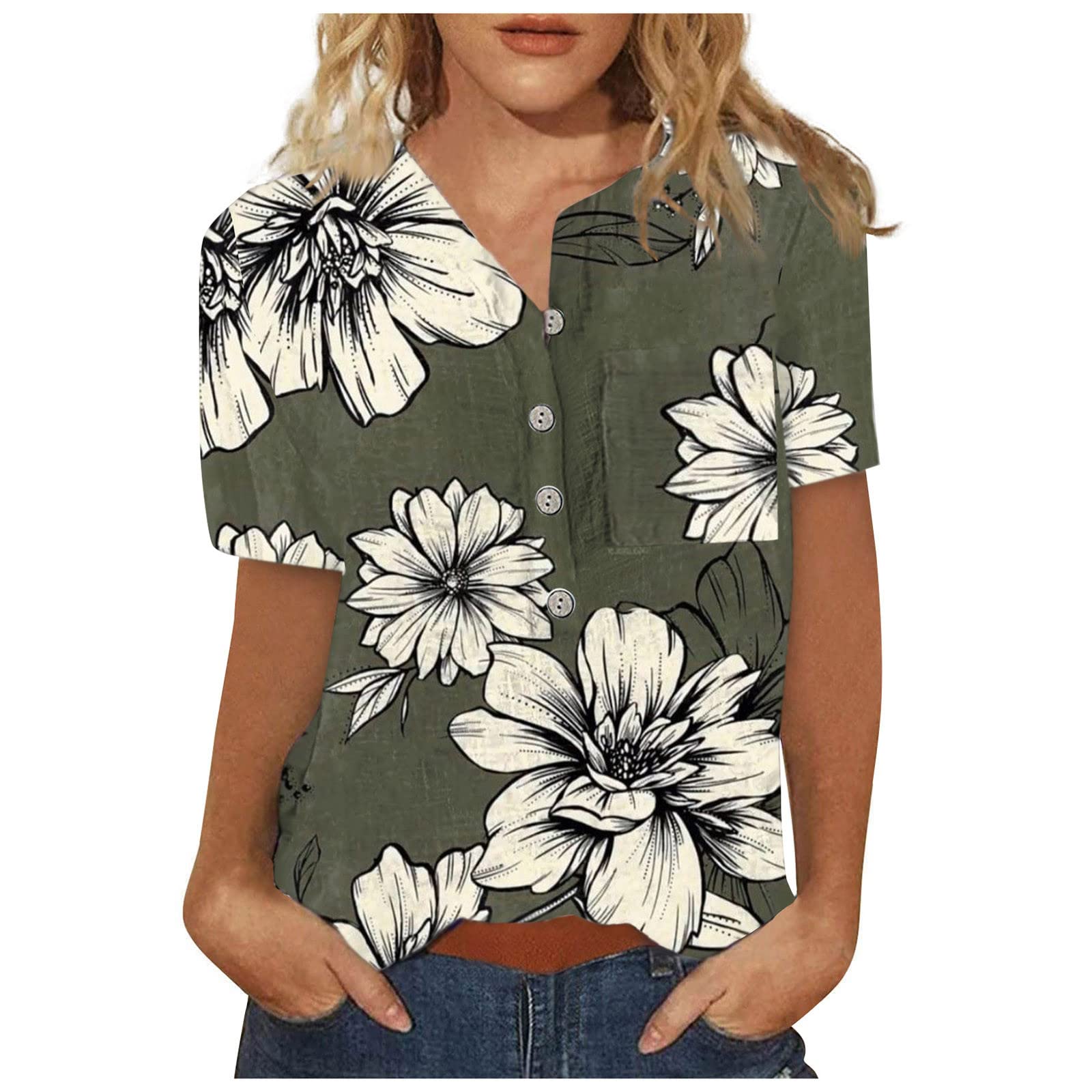 Dark Green Summer Tops for Women Trendy Spring
