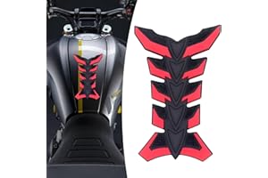 Hugwits Motorcycle Tank Pad, 3D Anti-Slip Fuel Tank Protector, Anti-Scratch Rubber Fish Bone Sticker, Universal for Most Motorcycles (Red)
