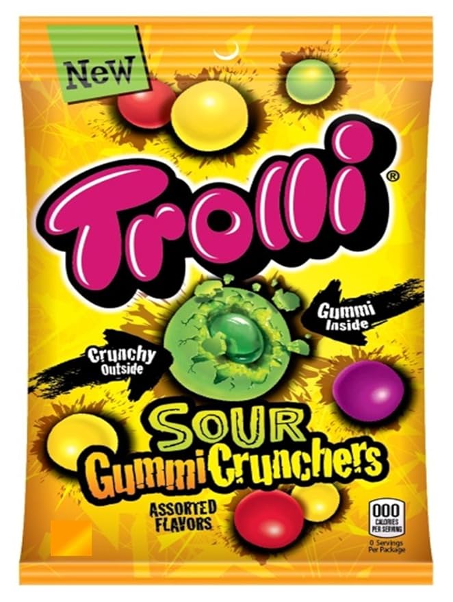 Trolli Sour Gummy Crunchers Candy, 6.3 Ounce Bag, Pack of