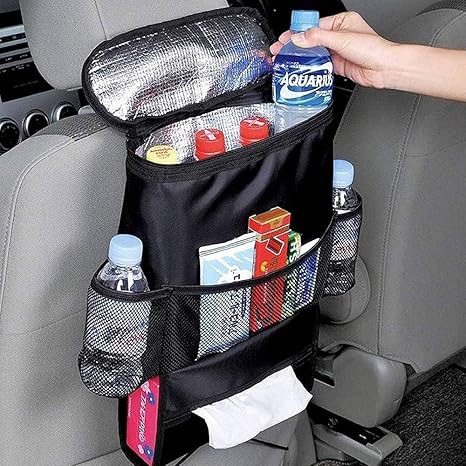 Auto Rücksitz Organizer mit Isolierte Kühltasche und Gewebespender Kühler Leichtes Aufbewahrungstasche mit Mehreren Taschen f