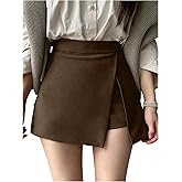 GORGLITTER Women's Asymmetrical Wrap Mini Skirts Skort Faldas Fall Casual High Waist Going Out Skort Skirt with Shorts