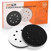 POLIWELL 5 Inch 8 Holes Interface Pad, 5” Orbital Sander Foam Pad for 5 in Orbital Sander, Hook and Loop Soft Sponge Cushion 