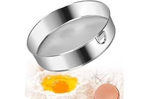 Stainless Steel Round Flour Sifter Fine Mesh Flour Sieve 8-Inch Sieves Fine Mesh Strainer Flour Sieves for Baking Straining P