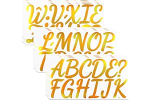 YIKTUNQ 12 Sheets 2.5 Inch Gold Letter Stickers,160 Pieces Self-Adhesive Alphabet Reflective Sticker Letters Decals for Scrap