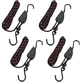 DIRBUY 4 pcs Kayak Rope Tie Downs - 1/4 inch x 12ft Kayak Ratchet Bow and Stern Tie Down - Heavy Duty Adjustable Rope Clip Tie Down for Outdoor Adventures