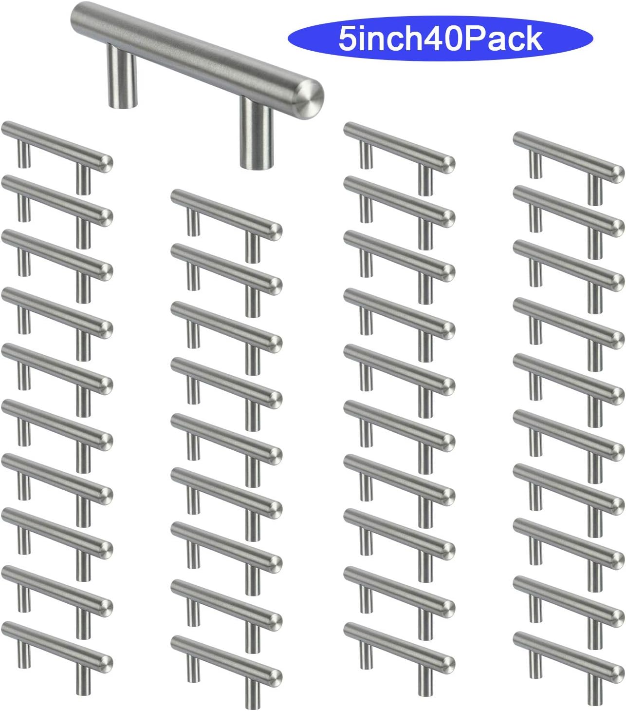 Homend 40Pack Stainless Steel Kitchen Handles T Bar Pull; Kitchen Hardware