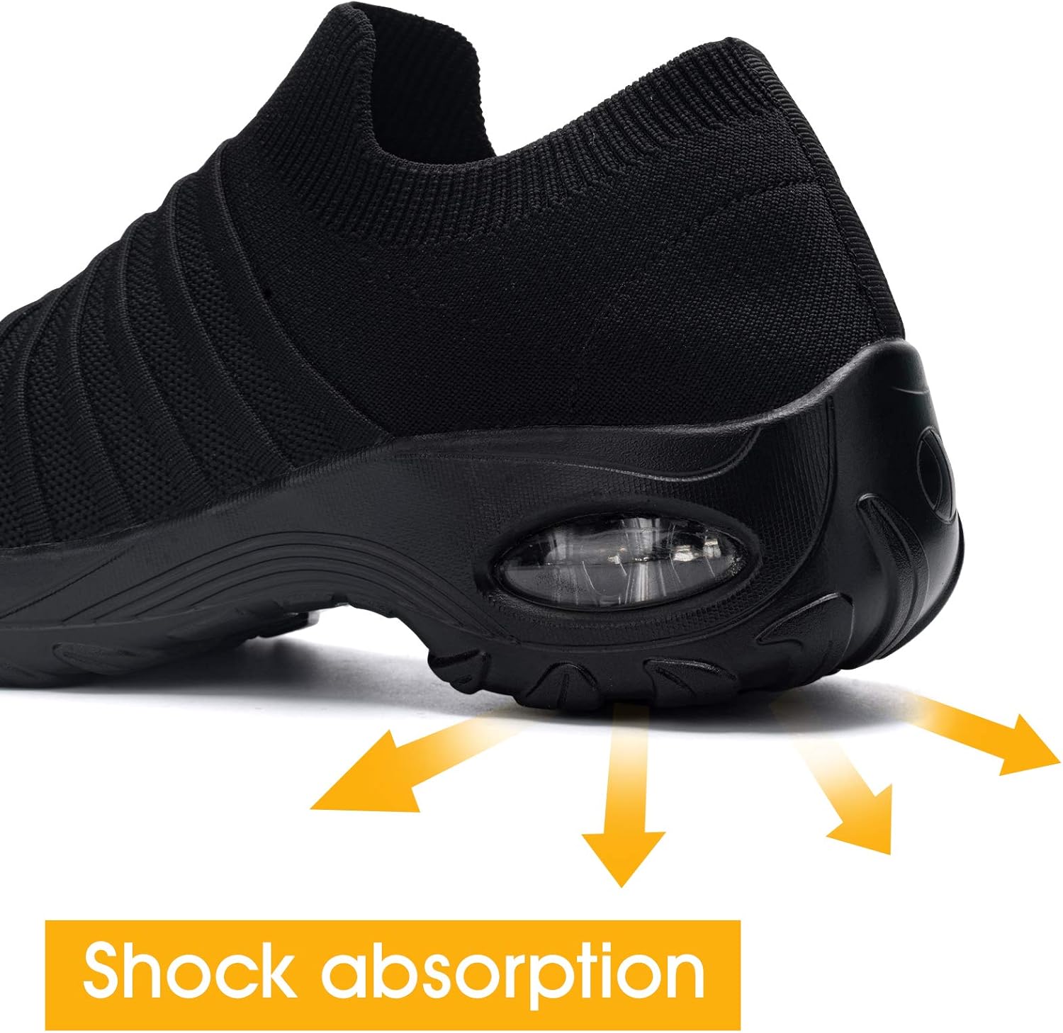  | DYKHMILY Slip on Steel Toe Shoes for Women Lightweight Safety Shoes Walking Air Cushion Lady Slip Resistant Platform Work Sneakers Breathable(7.5, Black, D91880) | Shoes