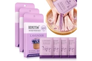 XIWEIOO Foot Soak Epsom Salt set Lavender Bubble Salt, Foot Cream , Foot scrubber, Sugar Scrub Lotion Foot bath In a Box 4 Step Spa Pedicure Kit Massage For Dry Feet Calluses remover Christmas gift