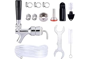 Patioer Draft Beer Faucet Beer Line Shank Kit Kegerator Parts Beer Tower Dispenser Replacement Set, Self-Closing Beer Tap 3/1