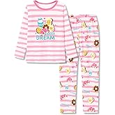 Cozchique Pajamas for Girls - Pink Wave Striped Long Sleeve PJ Set Ultra Soft Jammies Size 6-18
