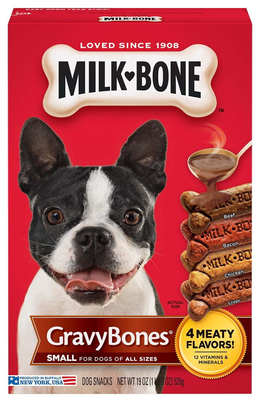 Milk-Bone Gravy Bones Dog Treats for Dogs, Chicken, Beef, Liver & Bacon Flavored Small Biscuits, 19 Ounces