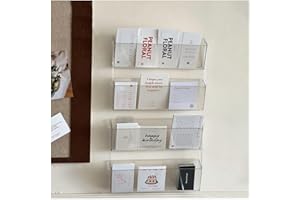 Haiansan 4 Pcs Greeting Card Display Stand, Wall Mount Graded Card Organizer Clear Acrylic Display Rack for Postcard /Brochur