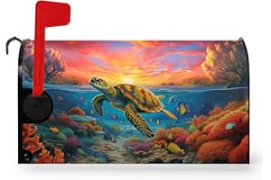 Dacawin Sea Turtle Mailbox Covers Magnetic Standard Size Ocean Animals Mailbox Post Cover Summer Mailbox Wraps Mailbox Decor Waterproof for Garden Yard 21x18 Inch