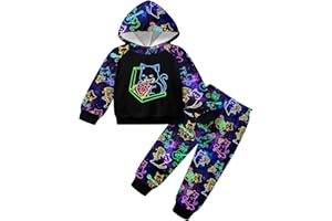 uideazone 2-6T Toddler Boys Hoodie Pant Sets Sweatsuit Color Block Hooded Sweatshirt Jogger Set 2 Piece Outfits for Kids
