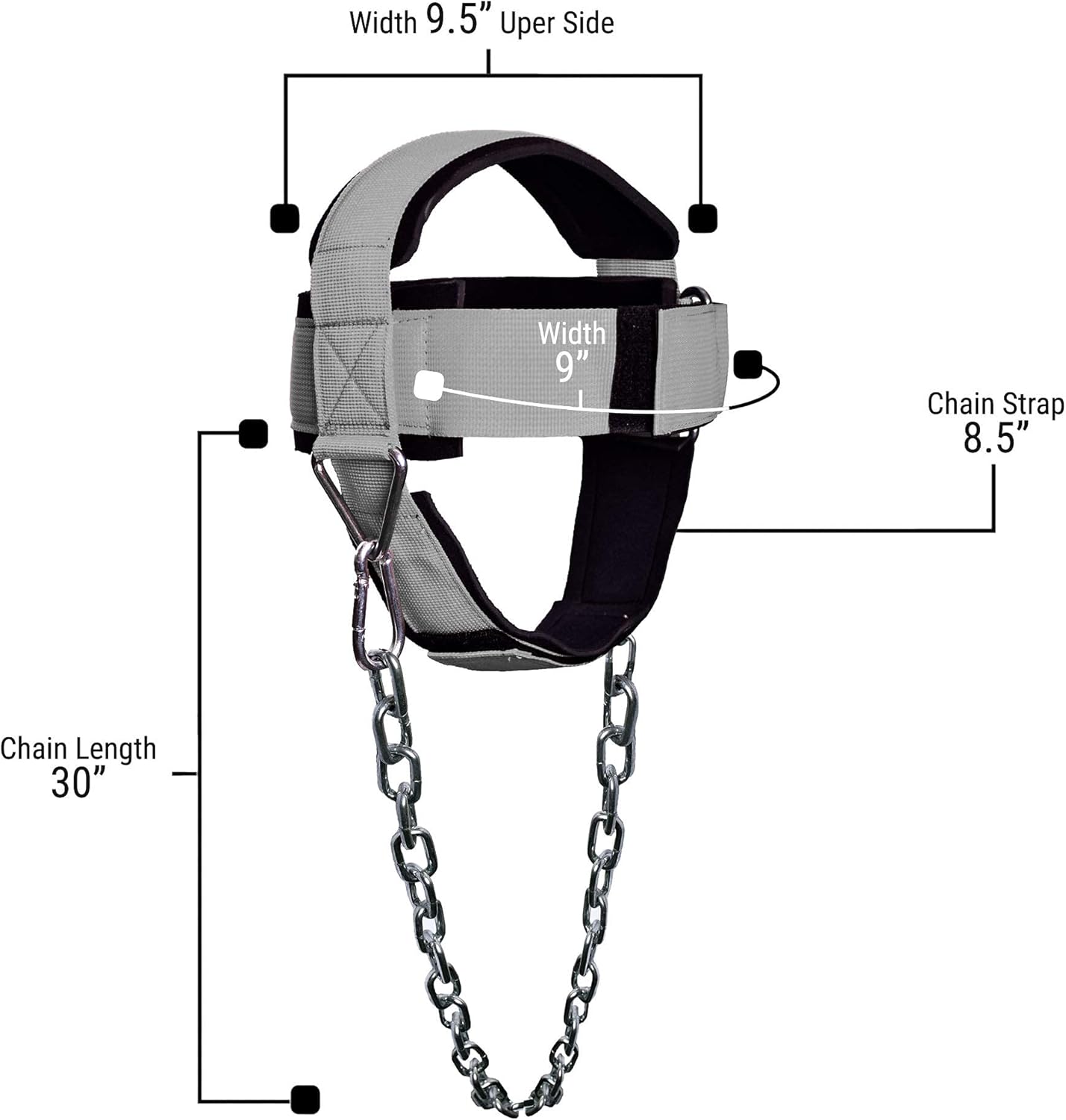 DMoose Neck Harness for Weight Lifting Neck Workout Builder Equipment for Training Gym Exerciser Head Harness Injury Recovery with Adjustable Long Steel Chain and Strap Improve Muscle Strength : Clothing