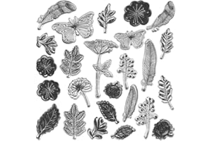ABTOLS Flowers Leaf Background Clear Stamps with Sentiments, Dandelion Flowers Leaves Butterfly Clear Rubber Stamp for Holiday Card Making Decoration and DIY Scrapbooking Album DIY Crafts