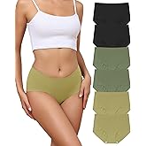 LEVAO Women's High Waisted Seamless Underwear No Show Full Coverage Briefs Stretchy Invisible Panties Cheeky Pack of 6