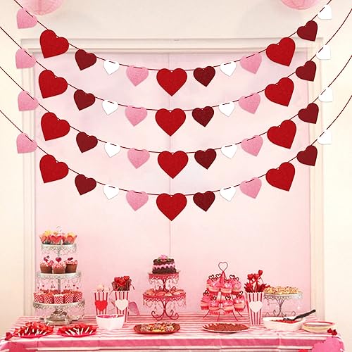 4Pcs Valentines Felt Heart Garland Banner- NO DIY- Valentines