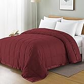 puredown® Down Blankets Queen Size - Soft Lightweight Bed Blanket for All Seasons, Cozy Warm Luxury Blanket with Satin Trim, Burgundy(90"X90")