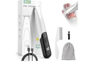 PAPMINI Dog Paw Trimmer with LED Light, 35dB Low Noise Paw Trimmers for Dog's Feet, 2 Speed Safety Electric Dog Clippers for Grooming, Rechargeable Cat Shaver for Paws, Ears, Face, Rump