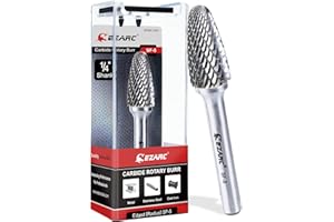 EZARC Tungsten Carbide Rotary Burr Bit, SF-5 Double Cut Carbide Burr 1/4" Shank Die Grinder Cutting Burrs Bit for Metal Worki